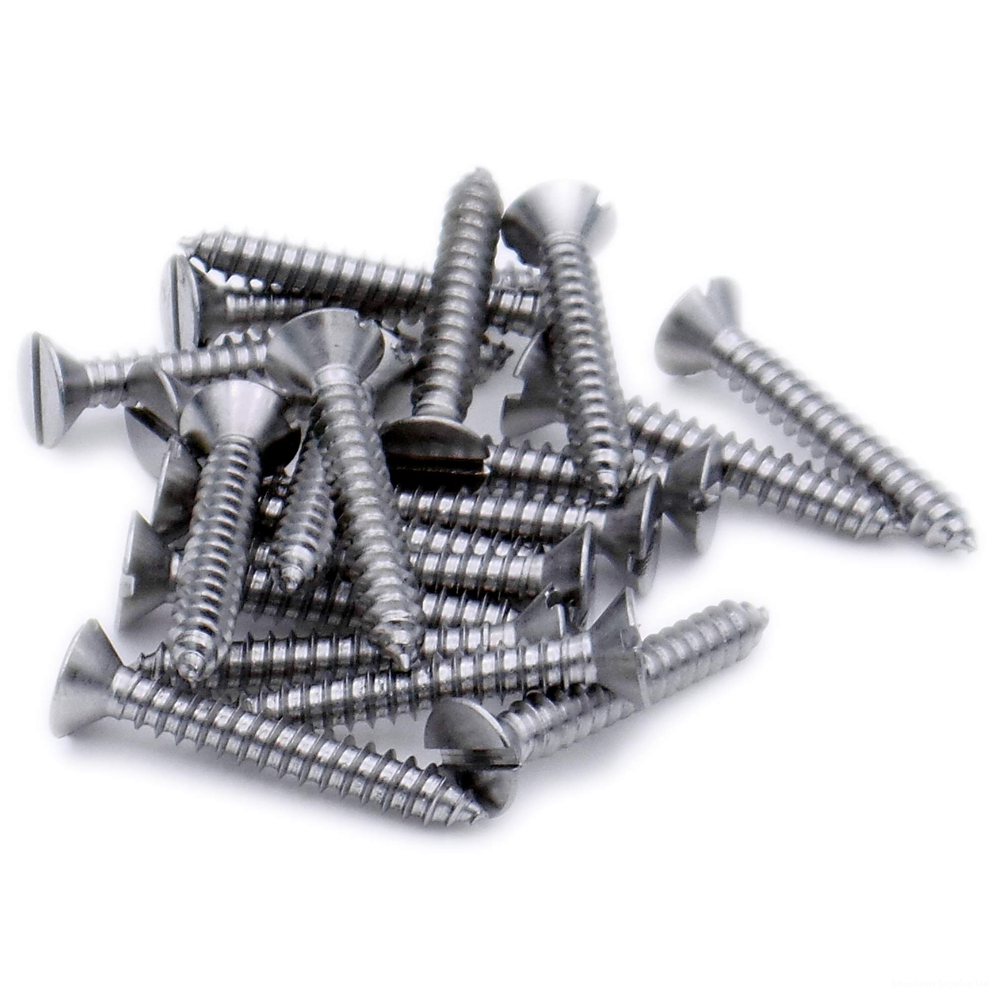 No.6 x 0.375 (3.5mm x 9.5mm) Slot Countersunk Self-Tapping Screw - Stainless Steel (A2) (Pack of 20)