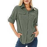 Toumett Women's UPF 50 Long Sleeve Sun Protection Shirts Safari Fishing Hiking