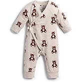 monica + andy Kimono Tie Long Sleeve One Piece, 100% Organic Baby Clothes for Girls & Boys, Preemie, Newborn & Infant