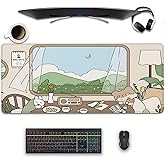 Girl and Rabbit Desktop Mouse Pad, Large Desk Mat, Cartoon Cute Gaming Mouse Pad for Computer Office Home Work (27.5X11.8 in)