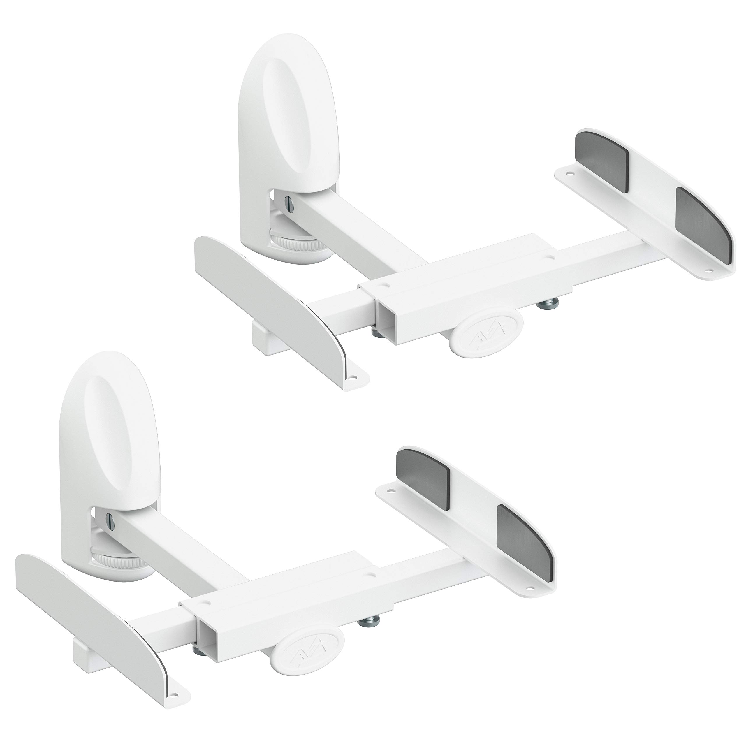 Mahara Side Clamping Speaker Mounts, Pair, Wall Mount For Speakers Bookshelf Speaker Bracket Wall Speaker Mounts, Surround Speakers Mount, White, Set Of 2, Pair Up To 20KG