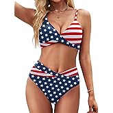 Zojuyozio Women Two Piece Swimsuit Twist Front Bikini Sets High Waisted Adjustable Straps Bathing Suit