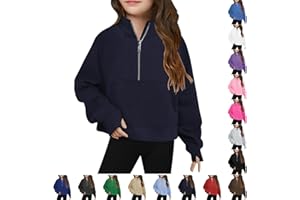 Itsame Half Zip Crop Sweatshirt For Girls Long Sleeve Pullover Tops Kids Lightweight Fleece Winter Clothes 5-13 Years