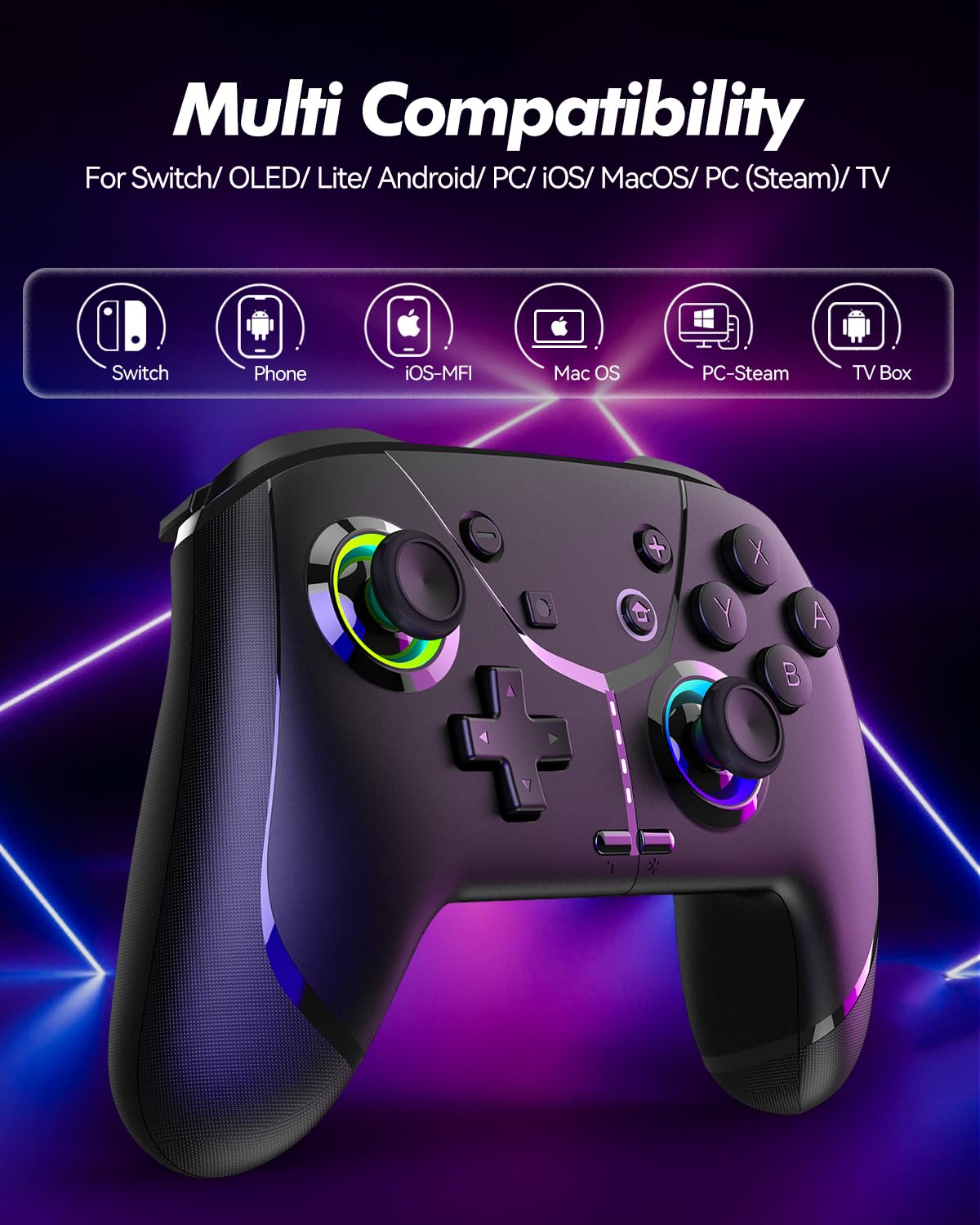 GMBACK Wireless Switch Controller for Nintendo Switch 2/Switch/Lite/OLED, Bluetooth Game Controller for iPhone/Android/PC/Steam/Mac/iPad/TV with Macro/Vibration/Motion Control/Turbo/800mAh Battery