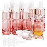 Kesell 8 Pack 5ml Pink Dropper Bottles, Empty Refillable Glass Sample Vials Essential Oils DIY Perfume Travel Container, With