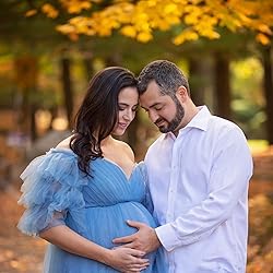 Tianzhihe Fluffy Tulle Maternity Robe for