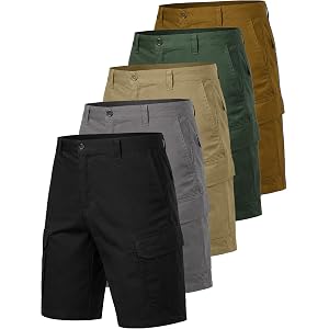 5-Pack Men's Cotton Flex Stretch Cargo Shorts With Belt (Sizes, 30-42)