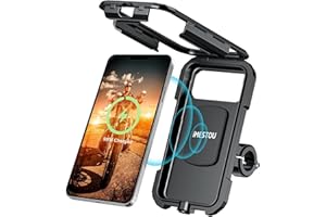 iMESTOU Waterproof IP67 Motorcycle Phone Mount Wireless/USB C Charger Handlebar Cellphone Holder Quick Charge for 5.5"-6.8" P