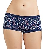 Maidenform Women's Microfiber and Lace Boyshort Briefs, Windy Wildflower, 7 US