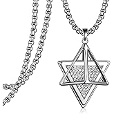 Fuguangju Merkaba Necklace 925 Sterling Silver Merkaba Pendant 3D Star Necklace Sacred Geometry Jewelry Gifts for Women