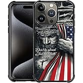 DAIZAG Case Compatible with iPhone 16 Pro,Shockproof Soft Phone Cover for Boy Men Gift Case,Christian Jesus God Bless American Flag