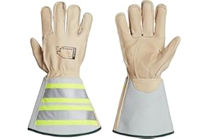 Superior Glove Endura Lineman Leather Gloves with 6-Inch Hi Vis Reflective Gauntlet Cuffs – 365DLX6 Large (Pack of 1 Pair)