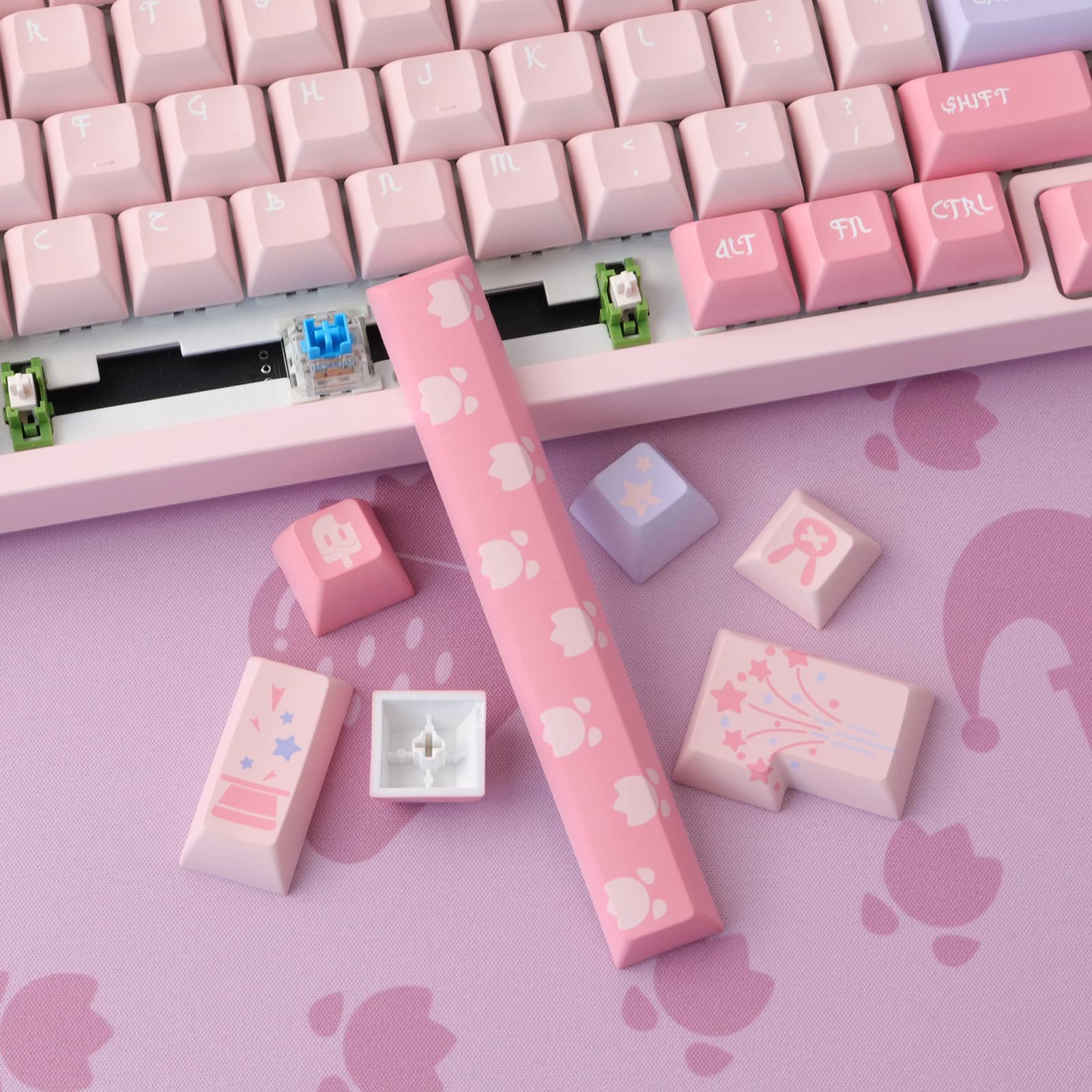 JakeTsai Duidelijke Keycaps - 140 Sleutels Aangepaste PC Cherry Profiel Transparante Set voor Gateron/Kailh/Akko Cherry MX-schakelaars Mechanische Toetsenbord