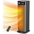 BREEZOME Space Heater for Indoor Use, 1500W Fast Heating Electric Heater with Thermostat, 90°Oscillating PTC Ceramic Heater, 24H Timer Portable Room Heater for Home Office Bedroom