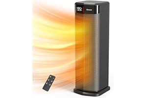 BREEZOME Space Heater for Indoor Use, 1500W Fast Heating PTC Ceramic Electric Heater with Thermostat, 90°Oscillating, 24H Timer, Ideal for Home Office Bedroom