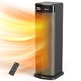 BREEZOME Space Heater for Indoor Use, 1500W Fast Heating PTC Ceramic Electric Heaters with Thermostat, 90°Oscillating, 24H Timer, Ideal for Home Office Bedroom