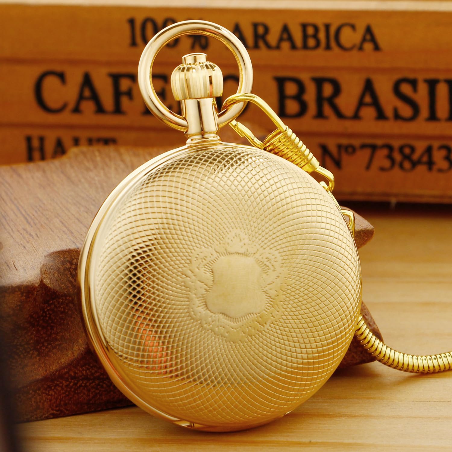 Whodoit Elegant Men's Mechanical Pocket Watch with Chain and Box