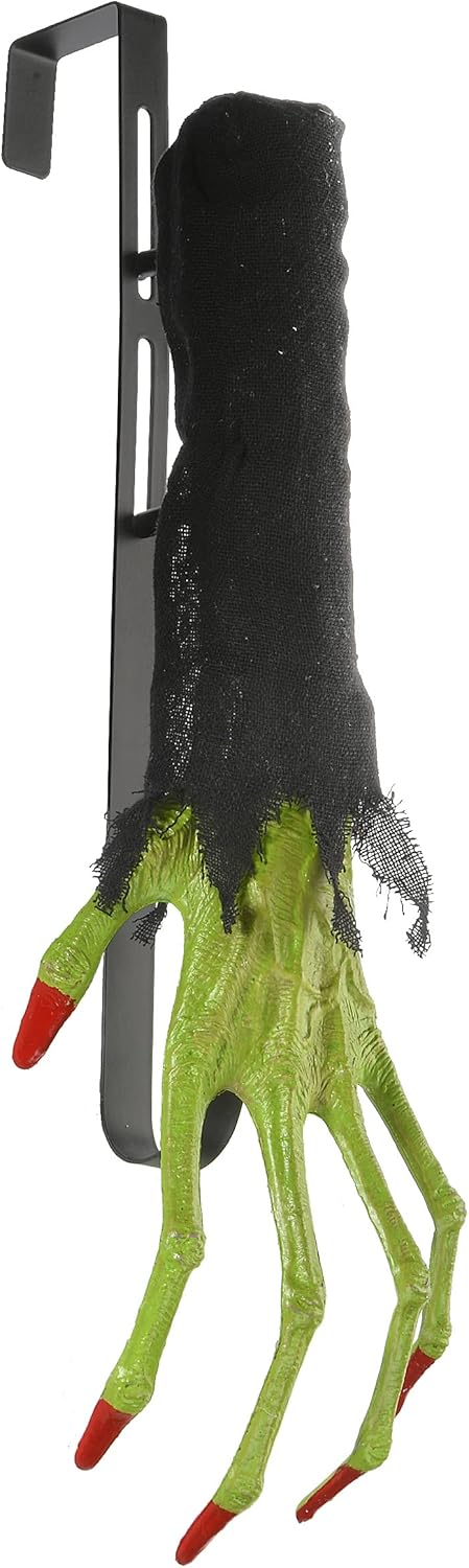 Wreath Hangers - National Tree Company Green Zombie Arm and Hand Wreath Hanger, Halloween Collection, 18 Inches