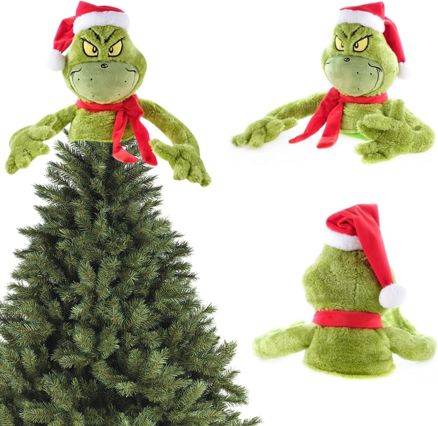 Tree Toppers - Funny Christmas Tree Topper, Cute Cartoon Doll Christmas Ornaments with Hat, Tree Topper for Christmas Tree Decorations Xmas Party Ornaments