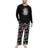 PrinStory Men's Pajama Sets Loungewear Sleepwear Pjs Lightweight Long Sleeve Shirts & Bottoms Soft Comfy Sleep Sets S-2XL