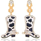 Cowgirl Earrings for women Cowboy Earring Western Country Dangle Earring Cow Print Drop Earrings