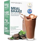 Wonderslim Protein Meal Replacement Shake &ndash; 7ct Packets (CocoMint Cream) | 15g Protein, 24 Vitamins &amp; Minerals, Low Carb, Low Calorie, Gluten Free &ndash; Meal Replacement Drinks for Weight Management