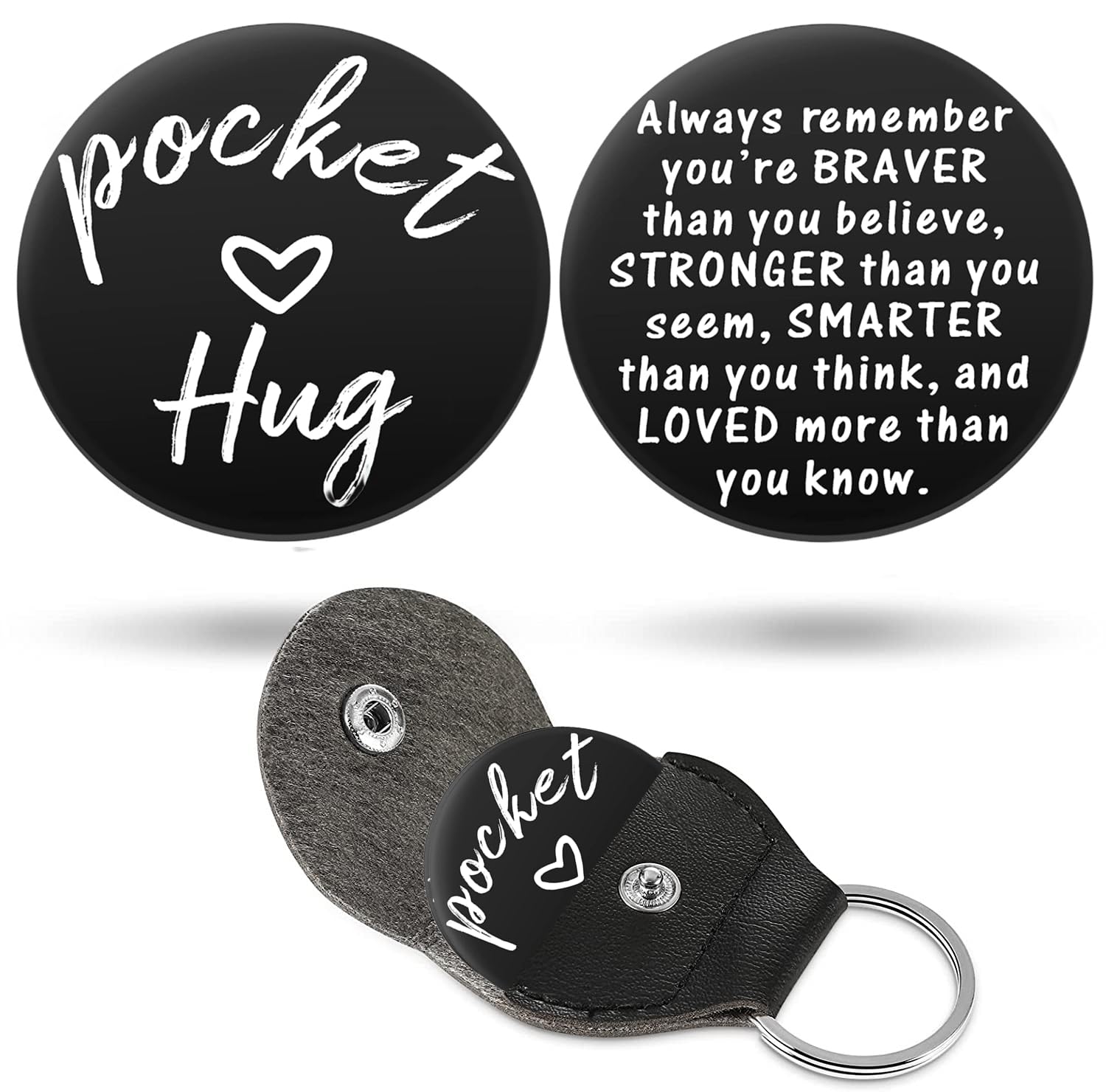 HZJ-AIGO Pocket Hug Token-Long Distance Relationship Gifts,Thinking of You Gifts,Isolation Gifts,Stainless Steel Double Sided Inspirational Gifts,Stocking Fillers,Christmas Gift (D)