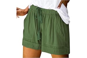 BNisBM Womens Shorts Casual 2024 Summer Beach Linen Drawstring Shorts with Pockets Loose Vacation Trendy Lounge Shorts