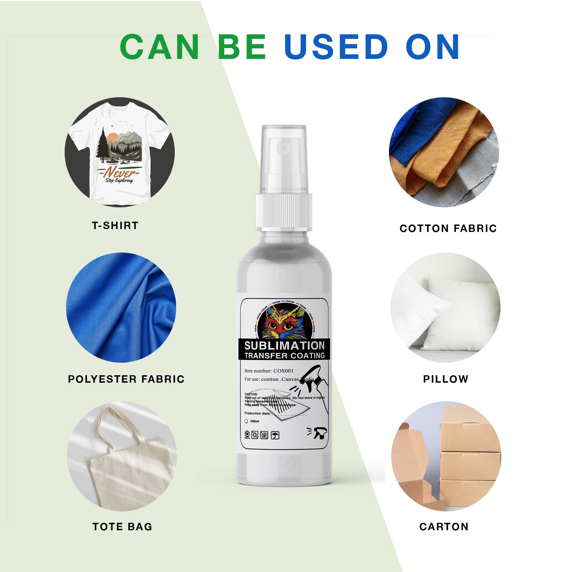 Sublimation Spray for Cotton Shirts : Quick Dry, Super Adhesion, Waterproof Sublimation Coating for All Fabrics, Including T-Shirts, Hoodies, Tote Bags, and More (100 ml)
