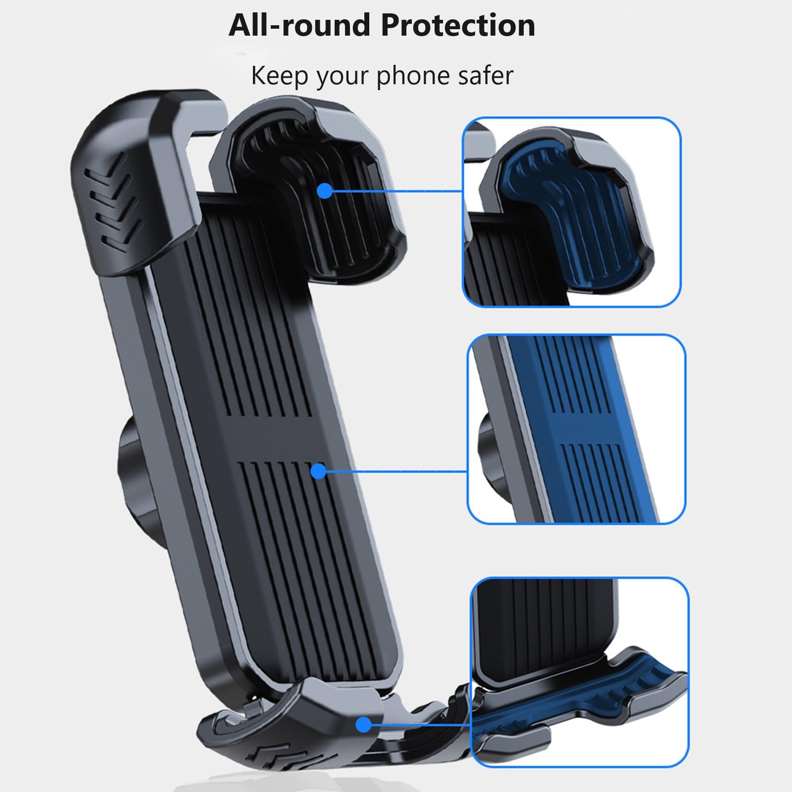 NOVAKE Bike Phone Mount Holder Handlebar Motorcycle Cell Phone Mount, Electric Scooter Stroller Ebike Mountain Dirt Bicycle Smartphones Clip for iPhone 15 Pro Max Plus 14 13 12 11, 4.7-7“ Cellphone