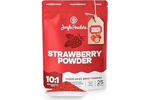 Jungle Powders Strawberry Powder 3.5 Ounce Bag Freeze Dried Strawberry Powder Dehydrated Strawberries Flavoring Additive Free Extract For Baking Dry Berry Fruit Powder Smoothies