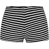 SHENHE Women's Striped Shorts Low Rise Bodycon Cute Mini Shorts Summer Casual Shorts