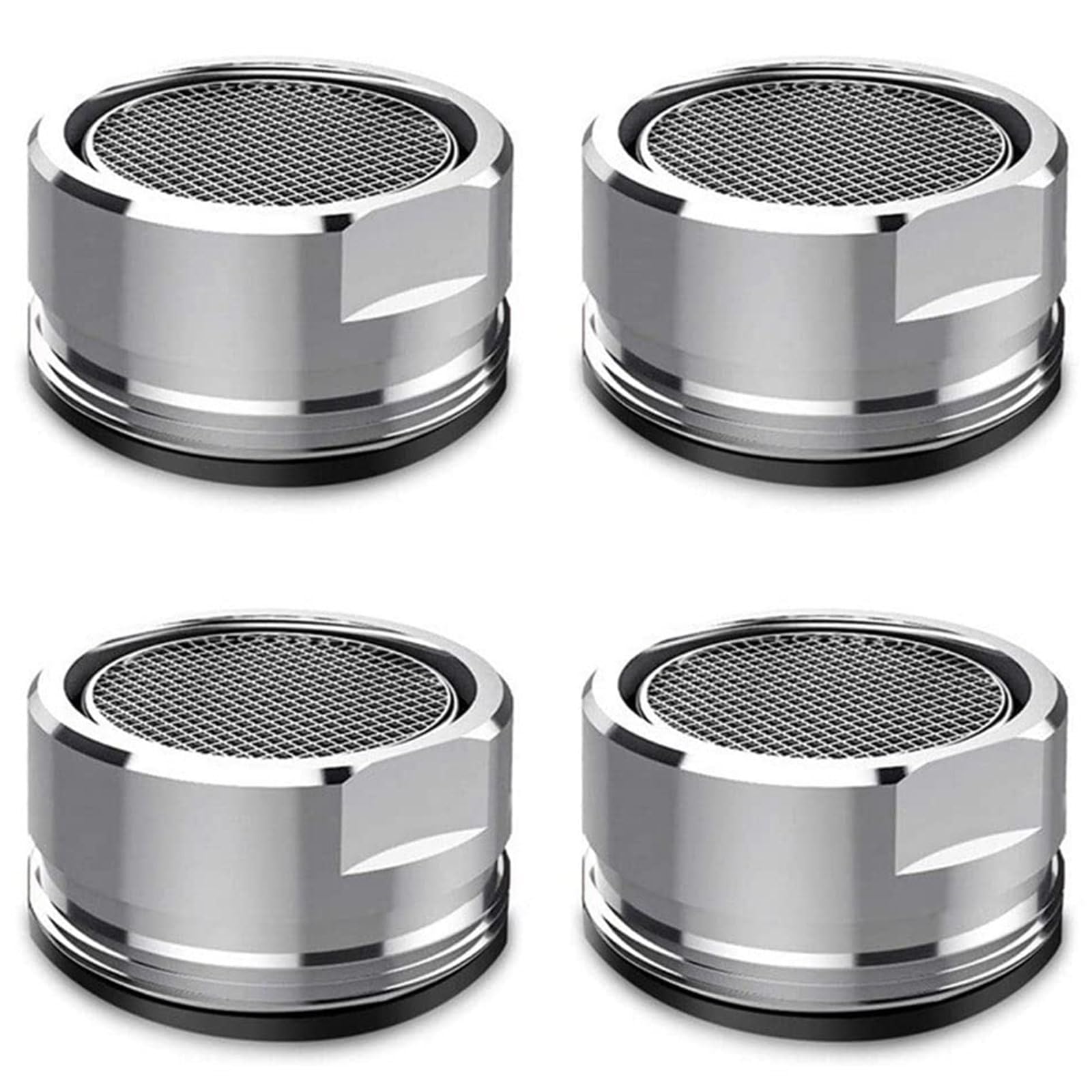 4 Pcs Tap Filters, 24mm Stainless Steel Faucet Aerators with Rubber Seals, Water Saving Flow Regulator for Kitchen & Bathroom Sink Taps