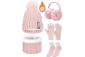 Yusongirl Women Girls Winter Knitted Hat Scarf Gloves Earmuffs Stockings Hats Neck Warmer Socks Knitted Set