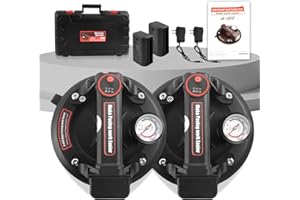ENKREEFI 8" Electric Suction Cups for Glass, Glass Suction Cups to Lift Large Glass, Heavy Duty Tile Suction Cup Tool with 2 * 1500mAh Battery, 440lbs Load Capacity for Ceramic Tile, Glass, Window Lifting