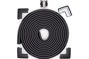 Roving Cove Slim-Fit Corner Edge Protector for Baby Proofing (Small 15ft Edge 4 Corners), Furniture Safety Bumper Guard, Soft NBR Rubber Foam, 3M Adhesive, Onyx Black