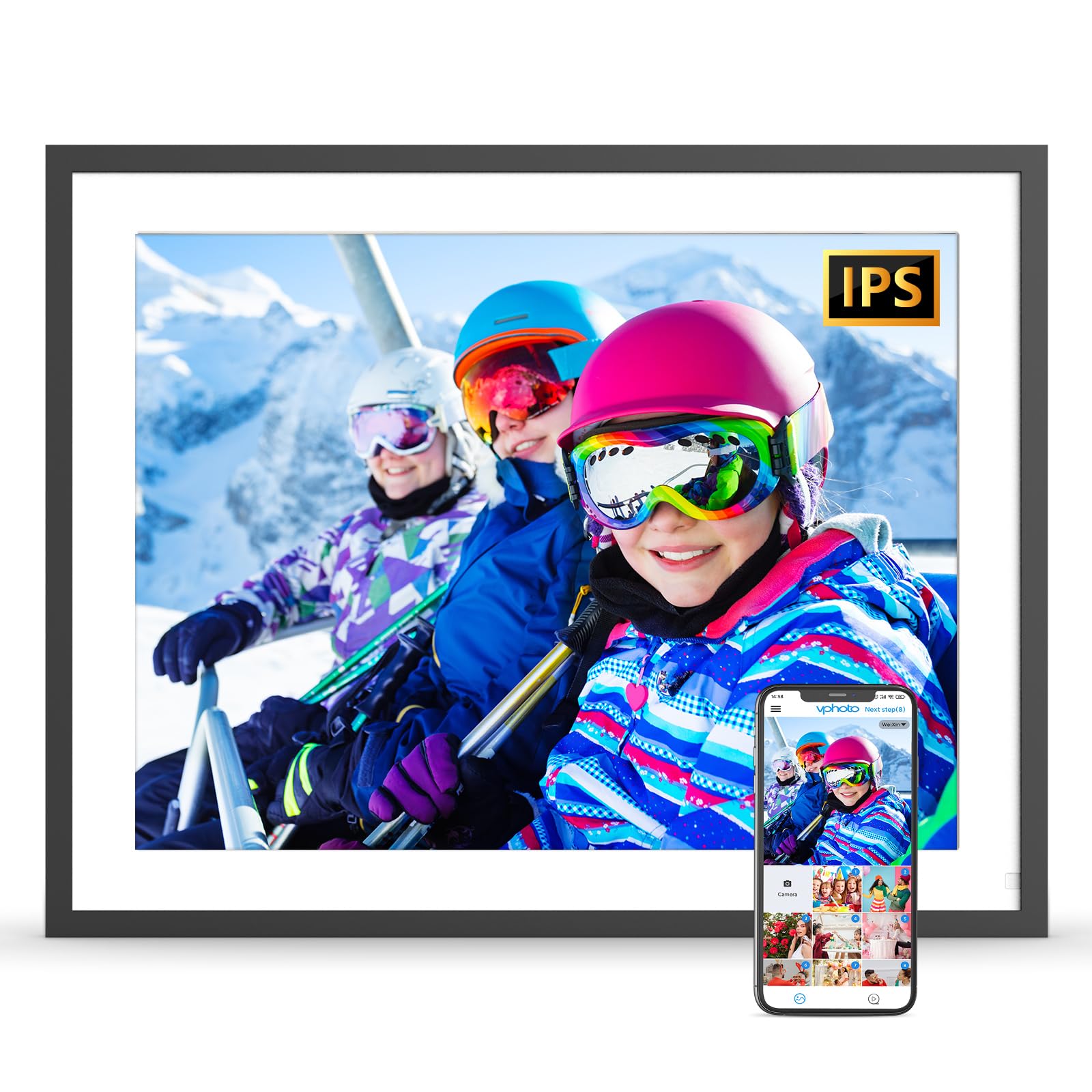 Photo 1 of 17-Inch Digital Picture Frame 32GB, Dual WiFi Full Function Digital Photo Frame, Auto Rotate, Wall Mounted Digital Frame, Unlimited Cloud Storage, Sharing Photos and Videos via App or Email Instantly