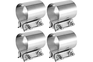 4 PCS 2.5 Inch Butt Joint Exhaust Band Clamp Sleeve, 2 1/2 Inch Stainless Steel Exhaust Clamp for Exhausts, Mufflers, Downpip