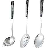 Stainless Steel Serving Spoon Set, 11-Inch Large Serving Utensils | with Soup Ladle, Solid Spoon and Slotted Spoon, for Buffet, Family Gatherings and Food Serving