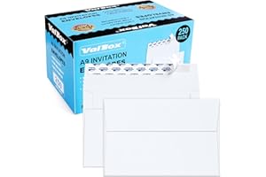ValBox A9 Invitation Envelopes 250 Qty 5-3/4 x 8-3/4" White Envelopes Self Seal for Invitations, Photos, Wedding, Baby Shower Greeting Cards, Announcements - 5.75 x 8.75 Inches