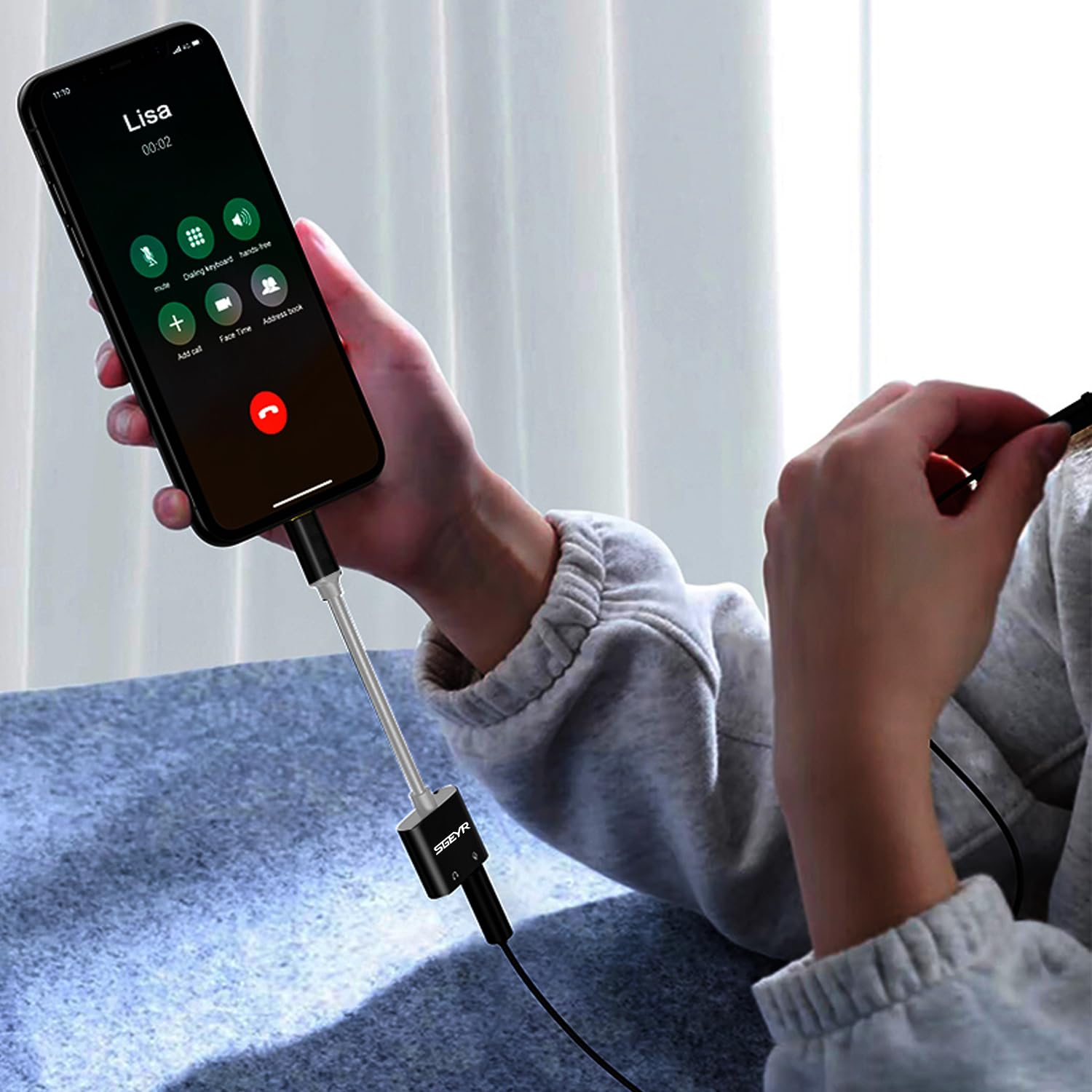 SGEYR Type c Sound Card External Sound Card, USB-C to 3.5mm Jack Audio Adapter, Type C to Microphone Headphone Adapter, USB-C to Audio Auxiliary Cable External Stereo Sound Card Audio