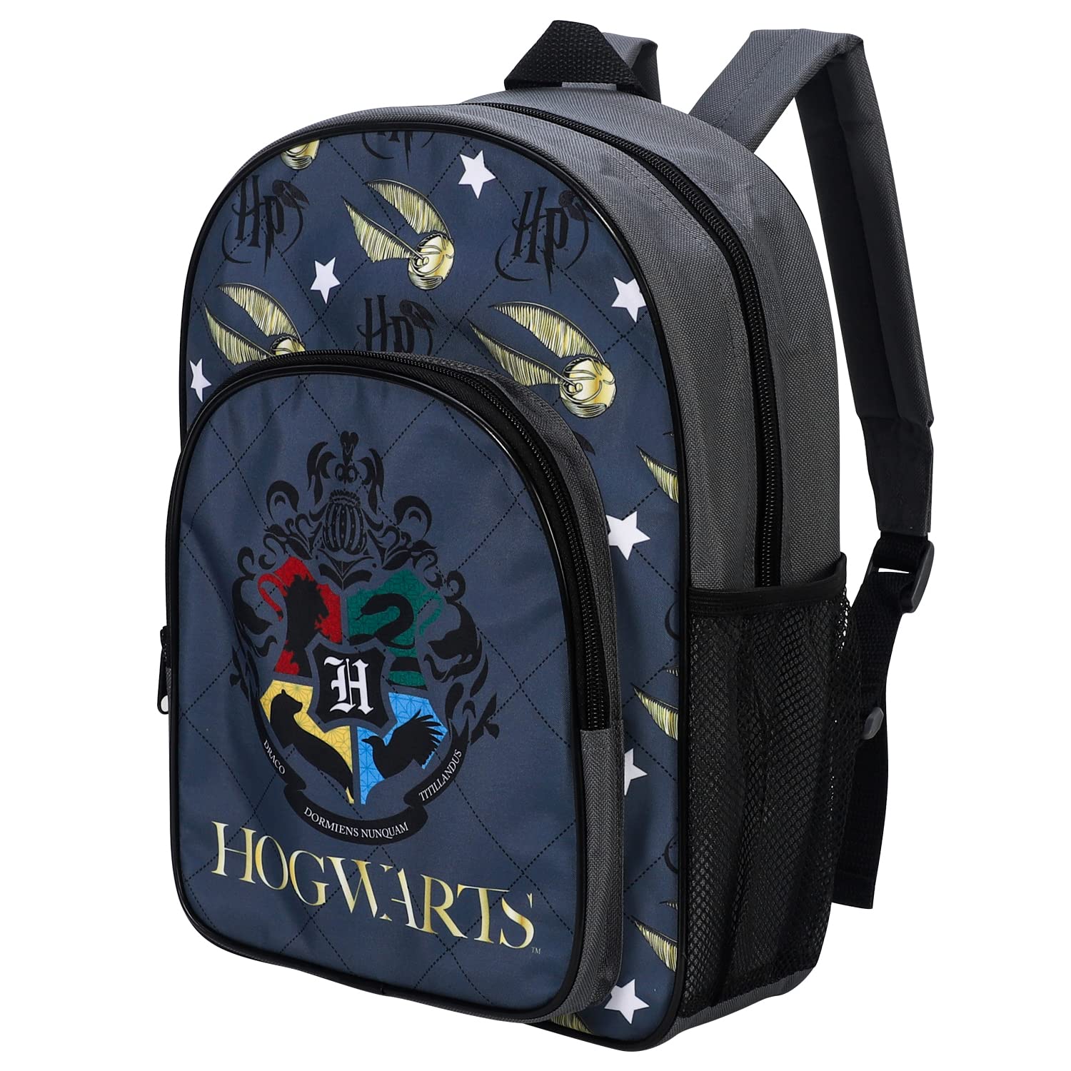 William Lamb Harry Potter Hogwarts Kids Childrens Premium Backpack School Travel Bag with side mesh pocket and front zipped pocket, Multicolour, 36.7cm (height), 26cm (width), 13cm (depth) (02921)