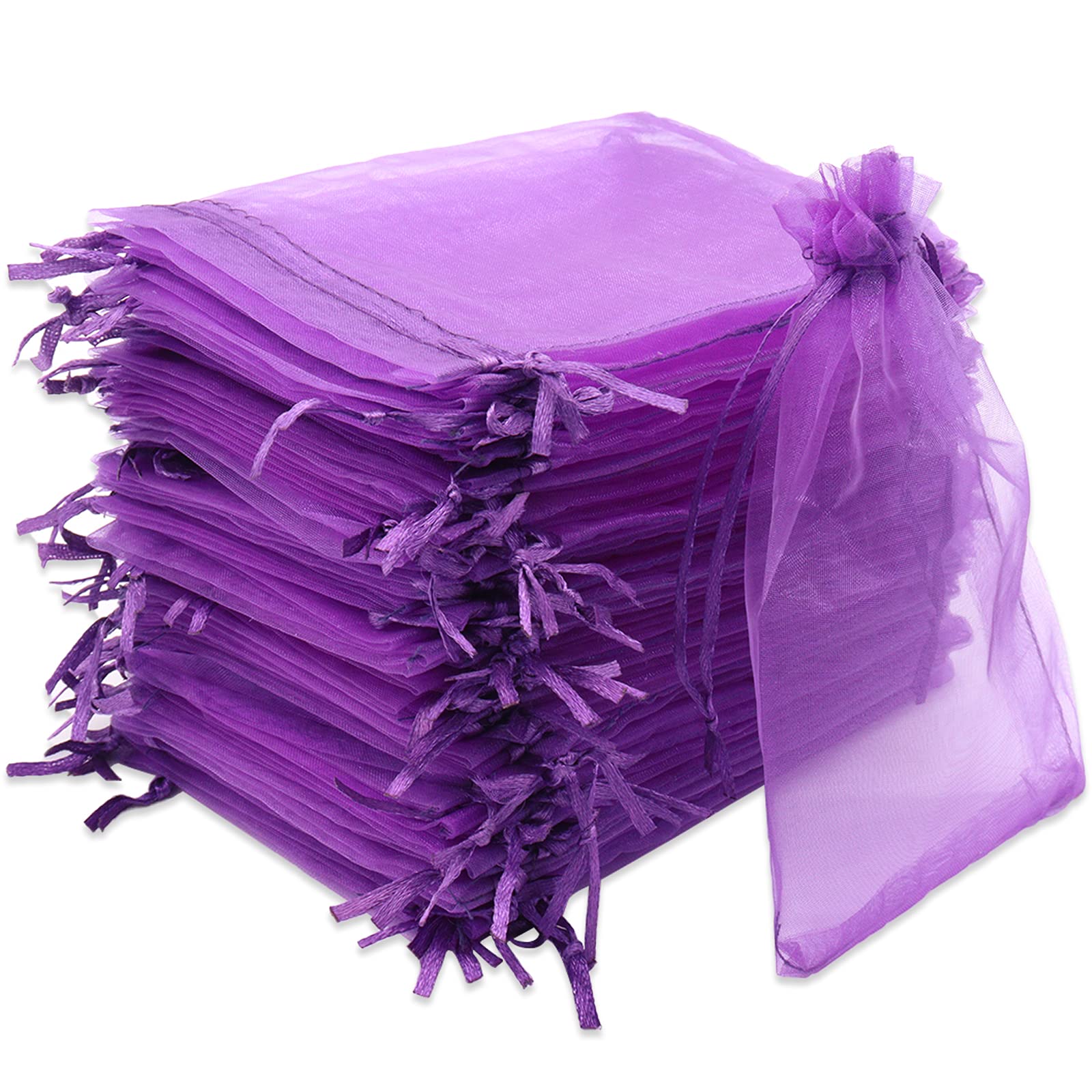 Leeyunbee 100PCS 10 x 15 cm Dark Purple Organza Bags, Organza Gift Bags, Candy, Wedding Favour & Jewelry Pouches with Drawstring for Wedding, Birthday, Christmas & Anniversary