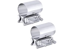 AOCISKA 2 Packs Exhaust Clamp,2.0” 2.25” 2.5” 3.0” Stainless Steel Joint Exhaust Pipe Muffler Clamp Band Butt Joint Band Clamp Sleeve Coupler,Used for Exhaust Pipe,Muffler,Elbow (2.25inch)