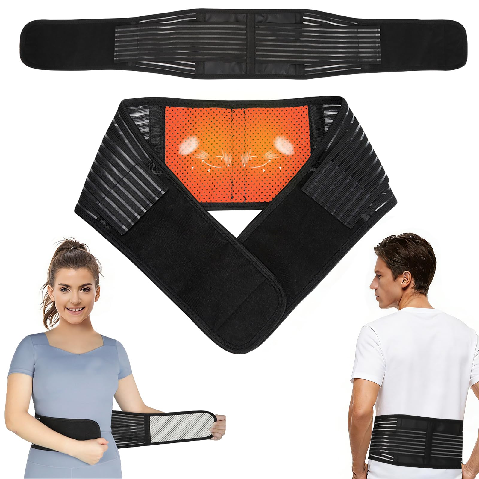 KkaFFe Back Brace for Men Women, Tourmaline Magnetic Back Braces for Lower Back, Self Heating & Soothing Back Support Belt, Lumbar Support Belt for Herniated Disc/Sciatica (Medium)