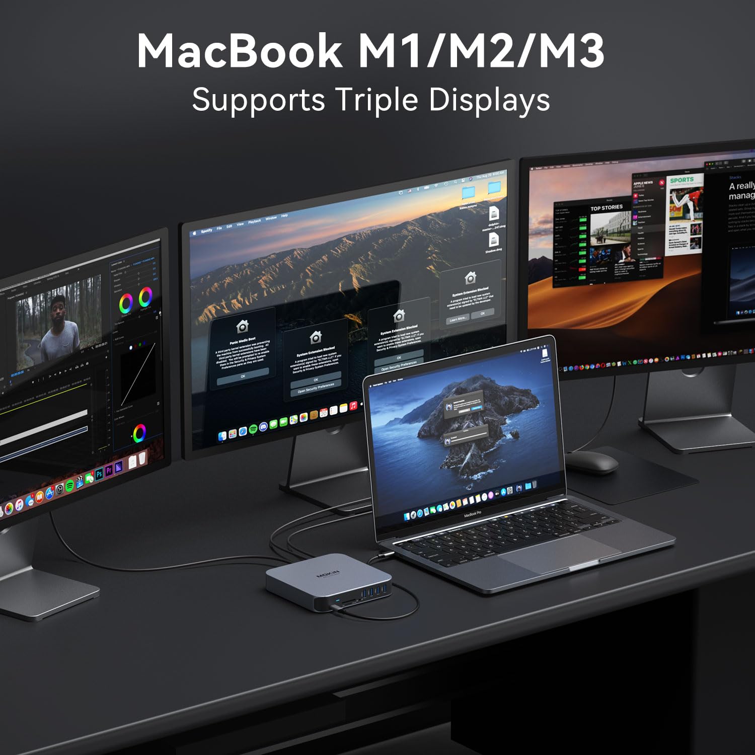 Docking Station für MacBook Air/Pro, MOKiN 13 in 1 USB C 65W Netzteil für MacBook Docking Station USB C Dock mit Dual Display HDMI 4K, VGA, Gigabit Ethernet,4*USB 3.0, 100W PD,3.5mm Audio für Dell, HP 3