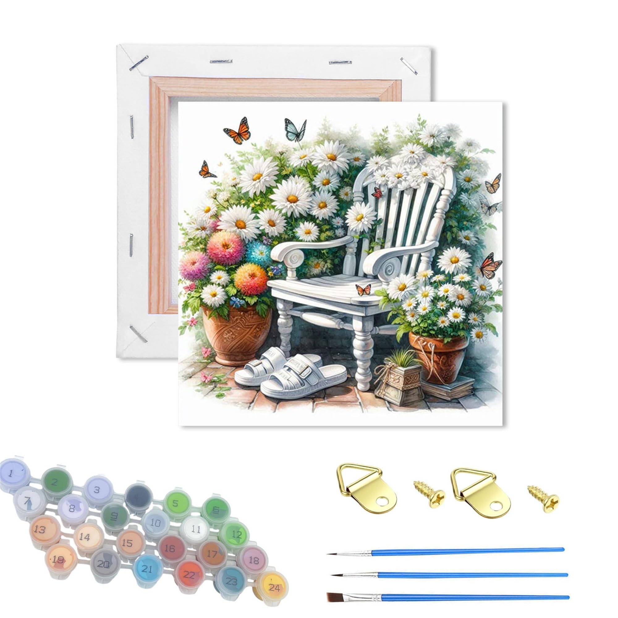 WUJIEJ Wooden Framed Paint by Numbers Kits for Adults,DIY Painting Kit on Canvas, Color by Numbers Acrylic,Adult Paint by Number for Wall Decor and Gifts (Stool) — image 1