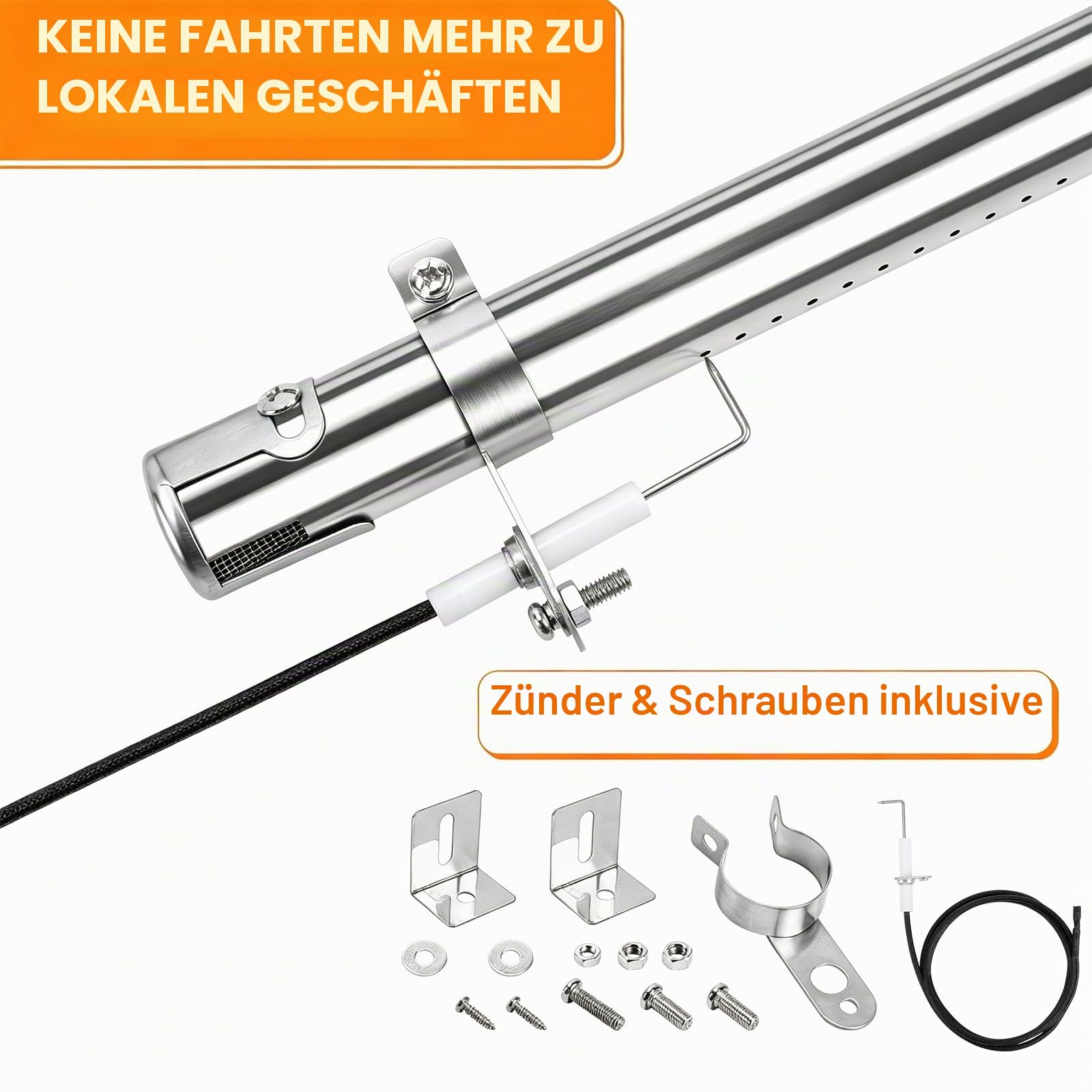 GFTIME 31cm bis 45cm Universal Gasgrill Brenner Ersatzteile für Landmann Triton, Enders Monroe, Tepro, Taino, Barbecook, Proficook, Campingaz, Outback,Verstellbarer Edelstahl Brenner Zubehör, 3 Stück 3