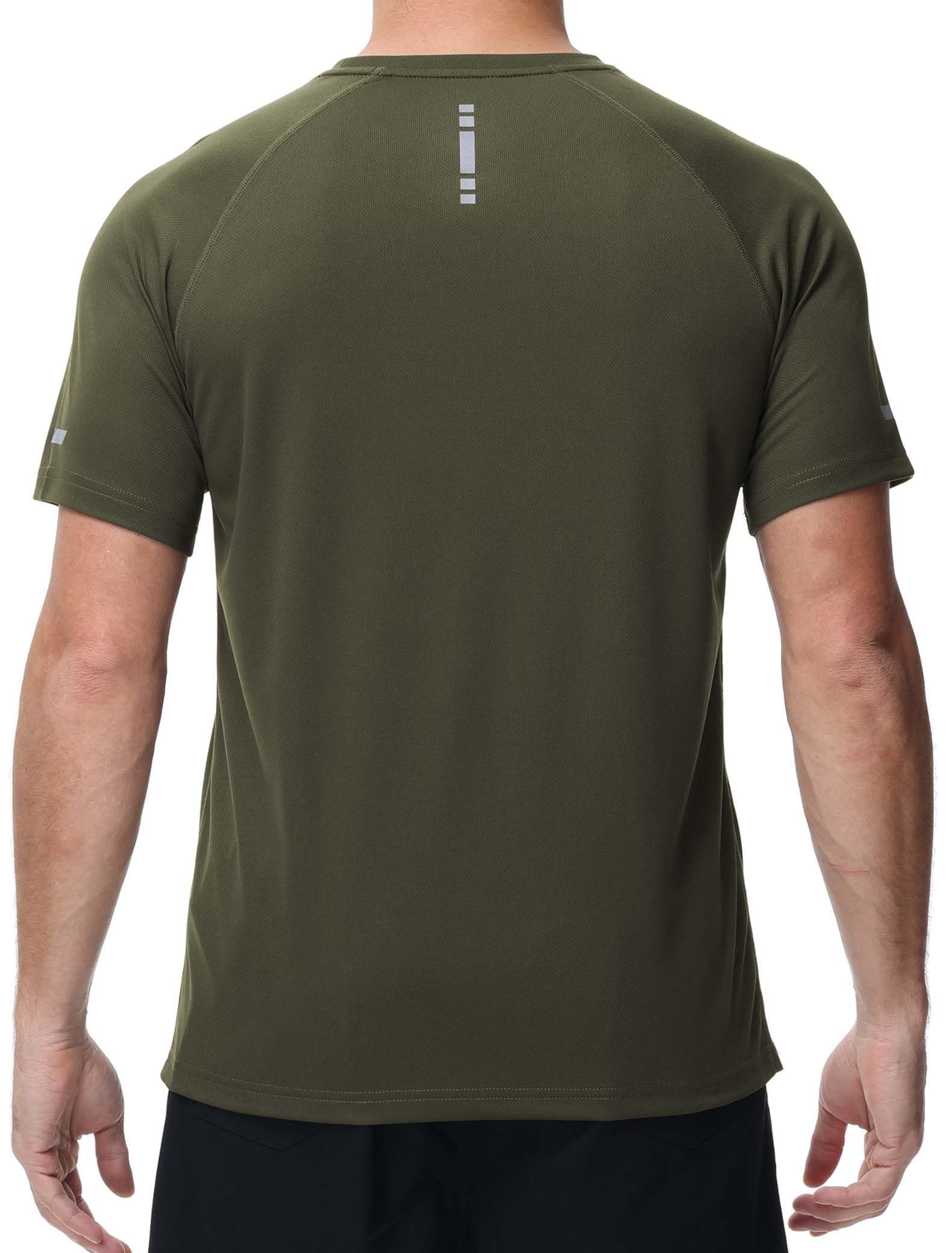 T-Shirt Für Herren Schwarz Sport Kurzarm Rundhals Schnelltrocknend Gym Activewear Reflektierend Nachtlauf Trainingsshirt - Schwarz Grau Grün - XXL 3