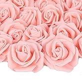 INSUNSIX Artificial Rose Flowers,100 pcs Foam Rose Flowers Bulk Peach Fake Flower Heads for DIY Crafts Wedding Bouquets Rose Wall Kissing Balls Bridal Shower Party Decorations(Peach)